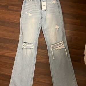 Vervet Light Blue Distressed Wide Leg Jeans